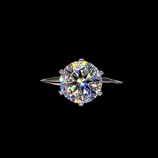 1ct Round Moissanite 8H8A in 925 Sterling Sliver Ring