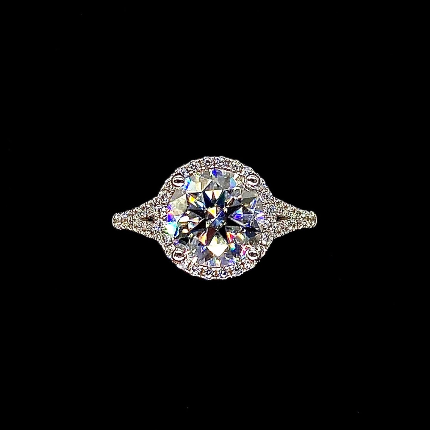 3ct Round Moissanite 8H8A in 925 Sterling Sliver Ring