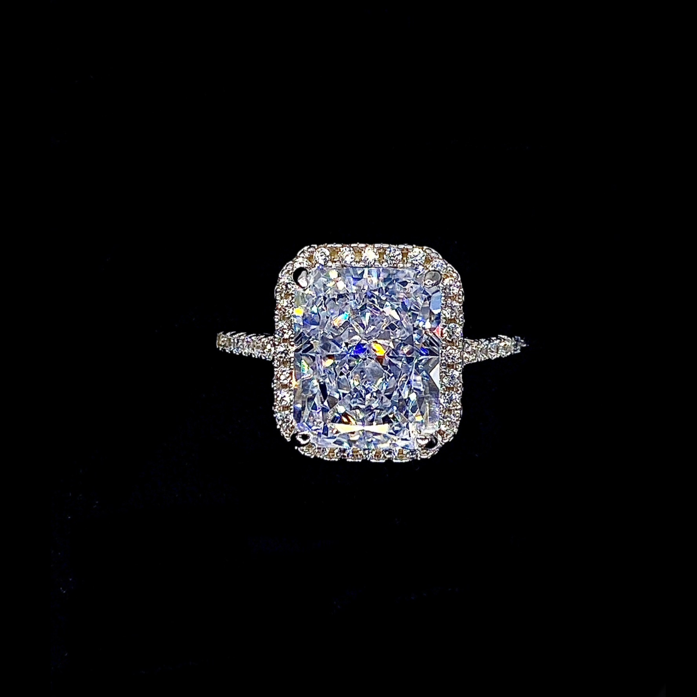 Radiant CZ Crushed Iced Cut in 925 Sterling Silver Ring