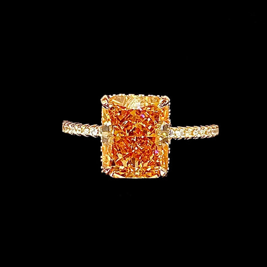 Orange Radiant CZ Crushed Iced Cut in 925 Sterling Silver Ring